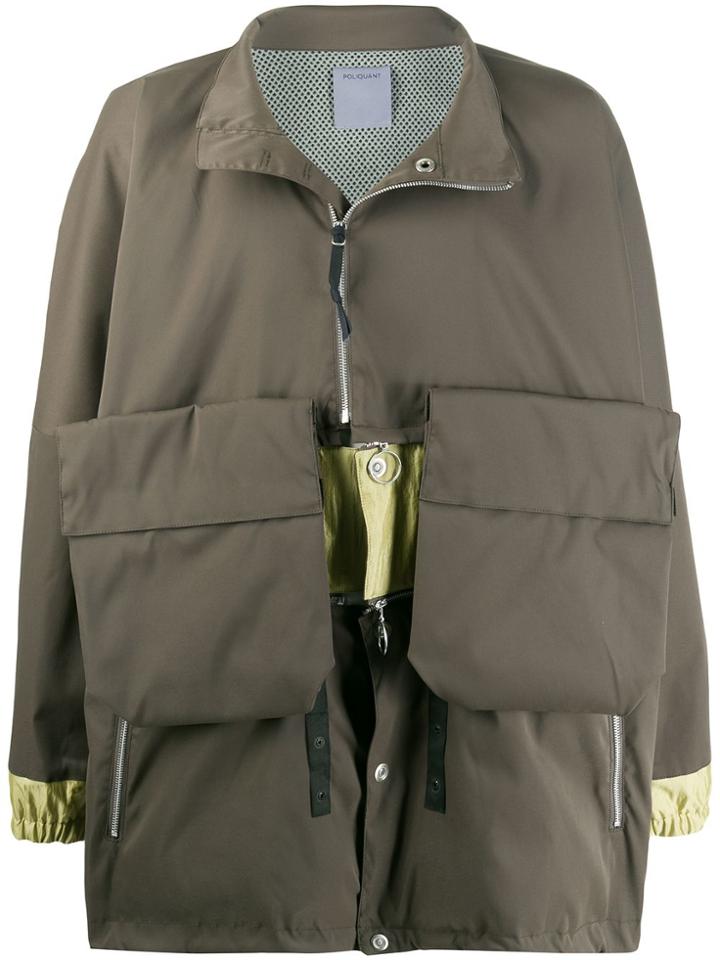 Poliquant Single-breasted Zipped Jacket - Grey