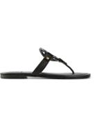 Tory Burch Logo Sandal, Women's, Size: 9.5, Black, Leather/rubber