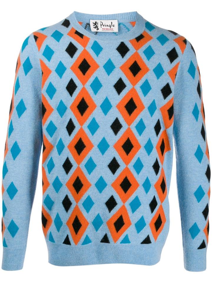 Pringle Of Scotland Abstract Diamond Jumper - Blue