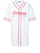 Christian Dada Oversized Raw Hem Baseball Shirt - Blue