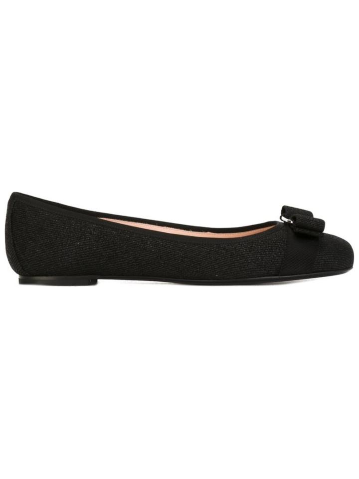 Salvatore Ferragamo Varina Ballerinas, Women's, Size: 9.5, Black, Leather/cotton