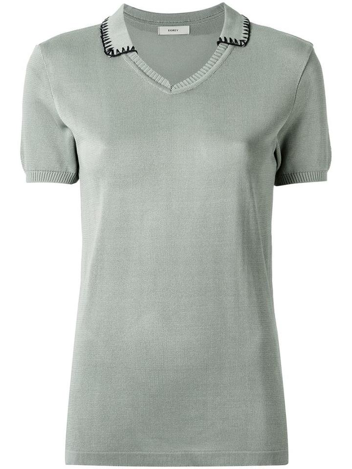 Egrey V Neck Knit Blouse, Women's, Size: Medium, Green, Viscose/polyamide/spandex/elastane