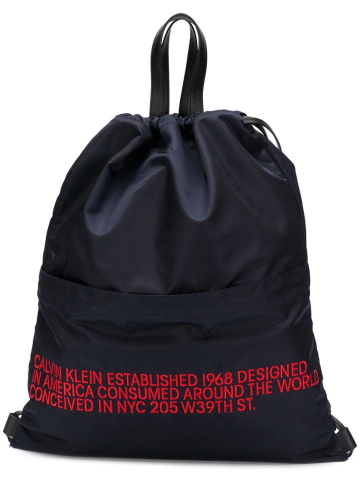 Calvin Klein 205w39nyc Embroidered Text Backpack - Blue
