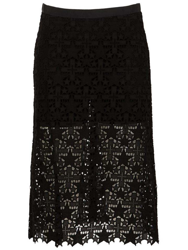 Sacai Star Embroidery Skirt, Women's, Size: 1, Black, Cotton/polyester