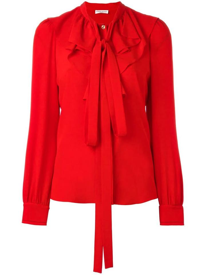 Sonia Rykiel 'jabot' Neck Tie Blouse, Women's, Size: 36, Red, Silk