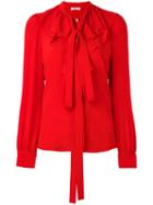 Sonia Rykiel 'jabot' Neck Tie Blouse, Women's, Size: 36, Red, Silk