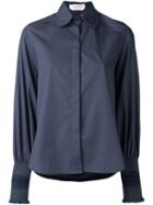 See By Chloé Smocked Cuff Shirt, Women's, Size: 38, Blue, Cotton