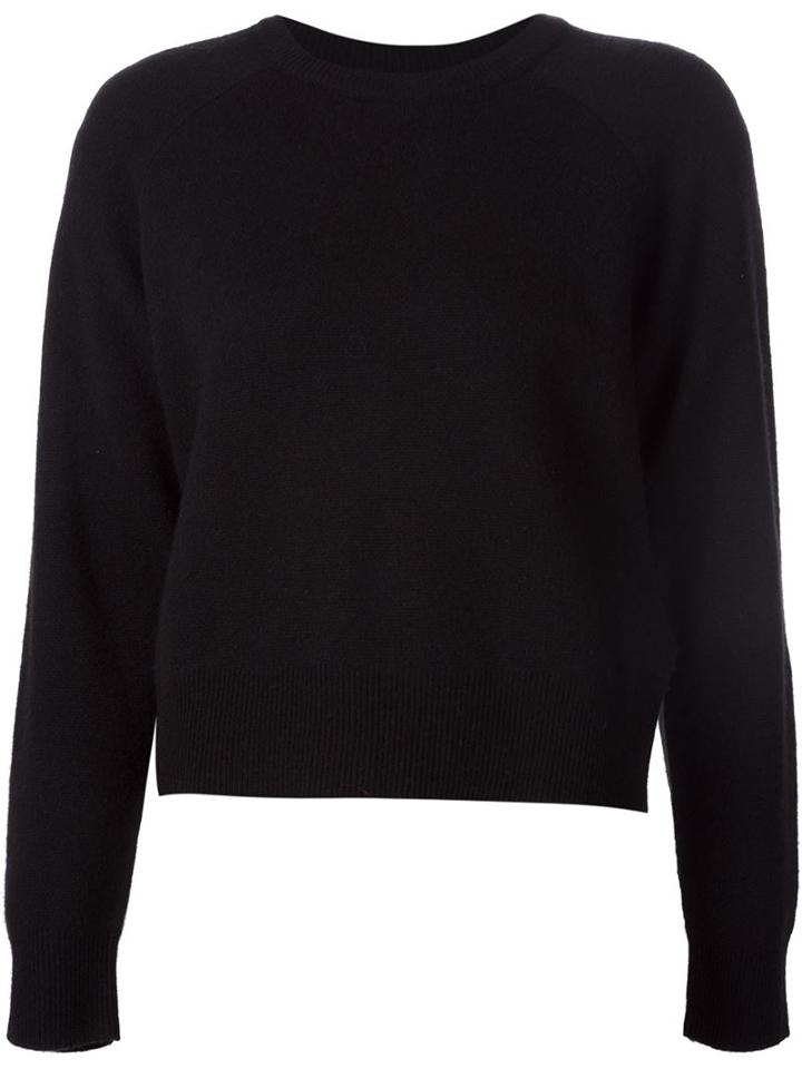 T By Alexander Wang Crew Neck Sweater, Women's, Size: Medium, Black, Cashmere/wool