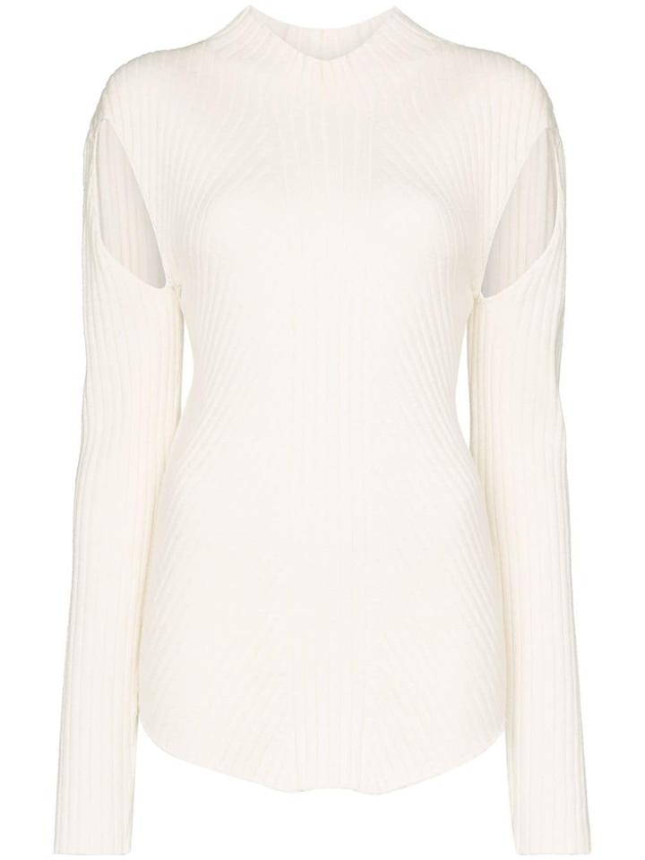 Low Classic Ribbed Cut-out Knit Top - White