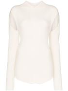 Low Classic Ribbed Cut-out Knit Top - White