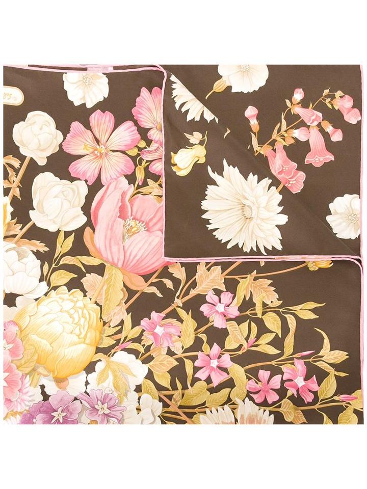 Salvatore Ferragamo Bouquet Print Scarf, Women's, Brown, Silk