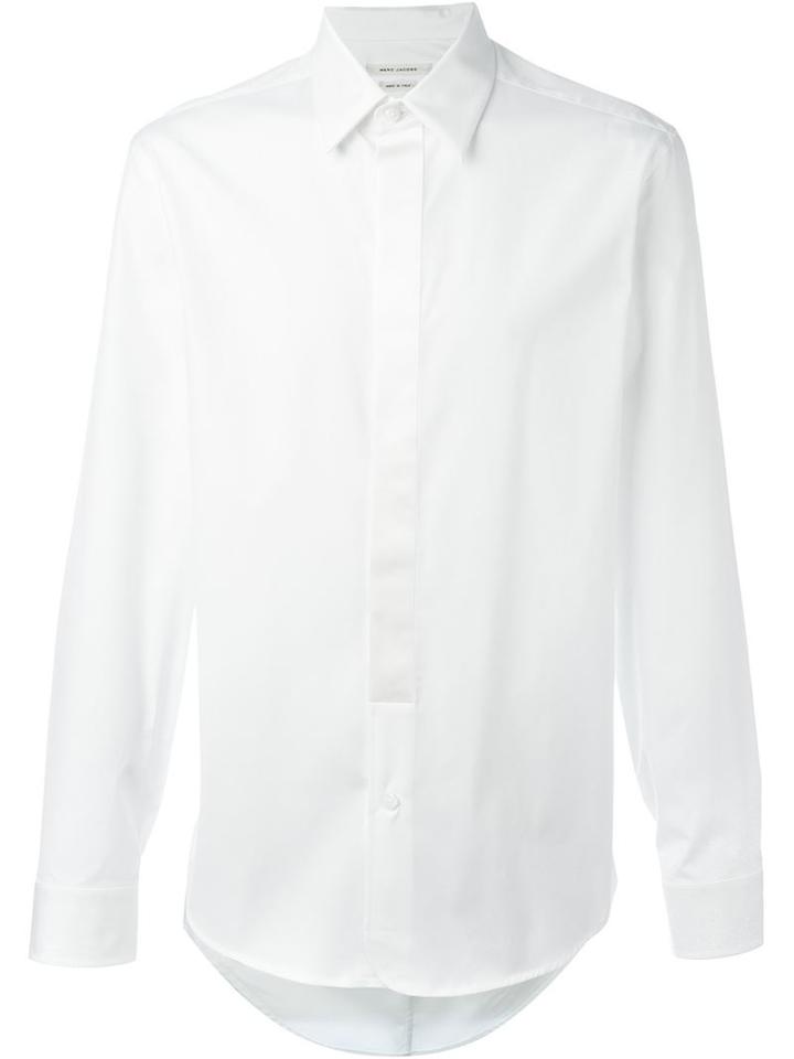 Marc Jacobs Satin Placket Shirt, Men's, Size: 46, White, Cotton/silk