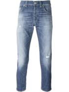 Dondup Stonewash Effect Cropped Slim Fit Jeans, Men's, Size: 32, Blue, Cotton/polyester