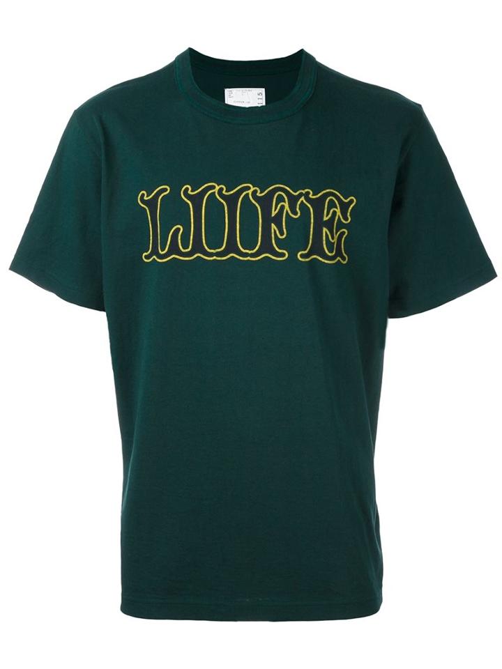Sacai Printed T-shirt, Men's, Size: 2, Green, Cotton