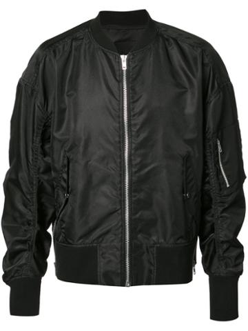 Byungmun Seo Gathered Sleeves Bomber Jacket, Men's, Size: Medium, Black, Nylon