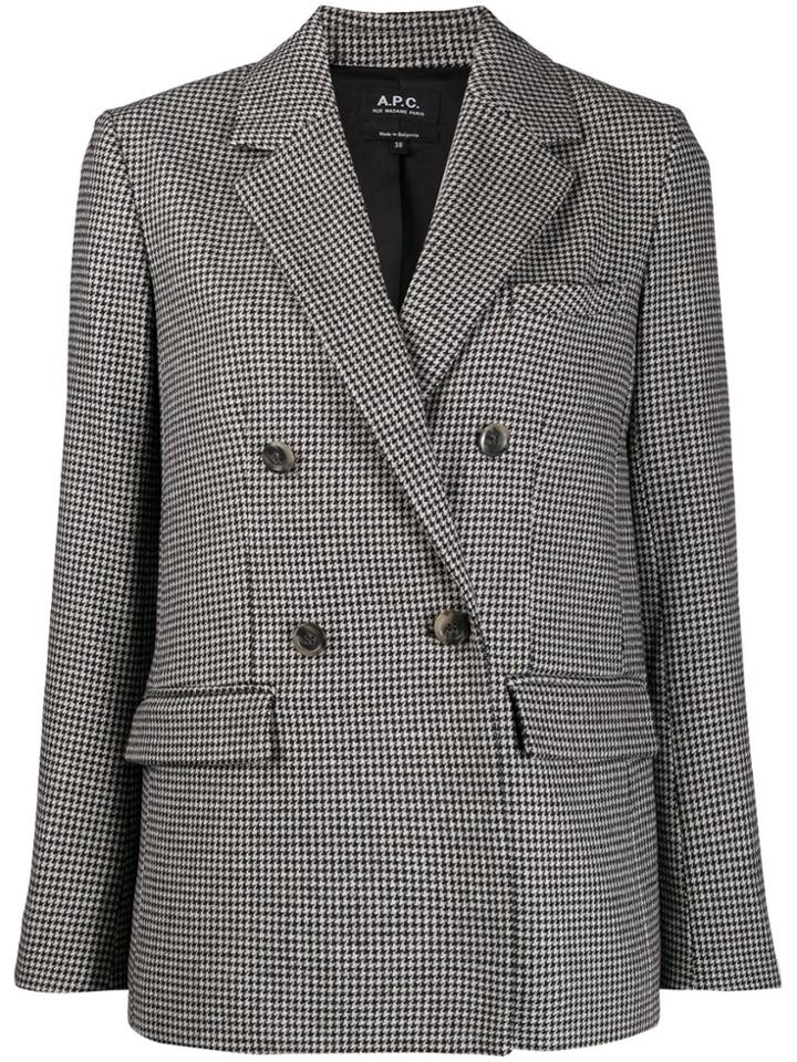 A.p.c. Double-breasted Checked Blazer - Black
