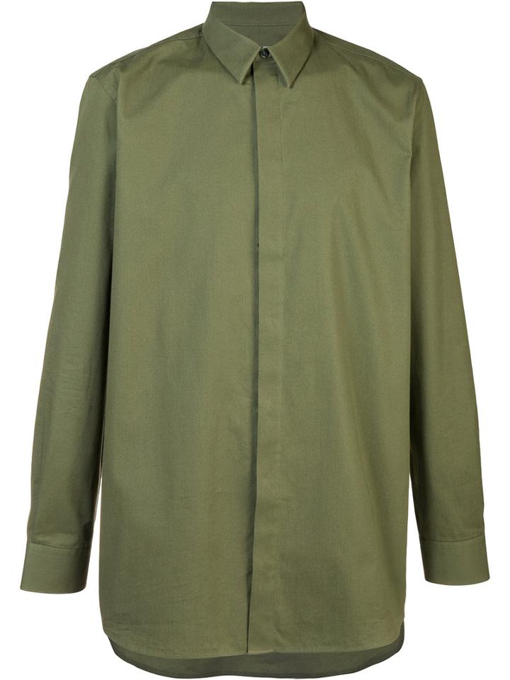 Givenchy Long-length Shirt, Men's, Size: 38, Green, Cotton