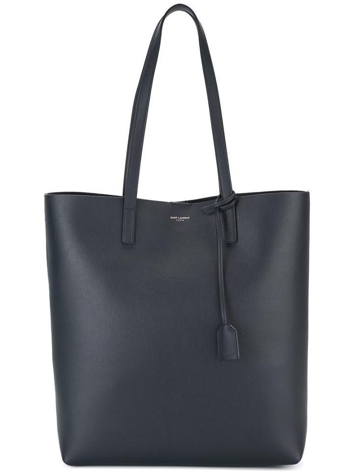 Saint Laurent Medium Shopper Tote, Women's, Blue, Calf Leather