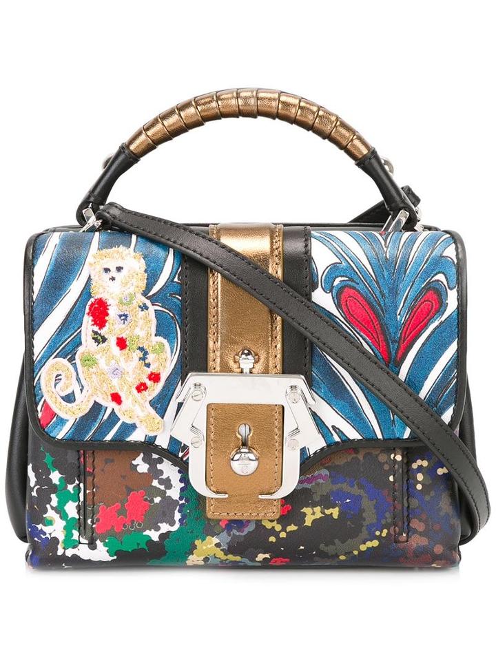 Paula Cademartori Contrast Print Satchel Bag, Women's, Calf Leather/goat Skin