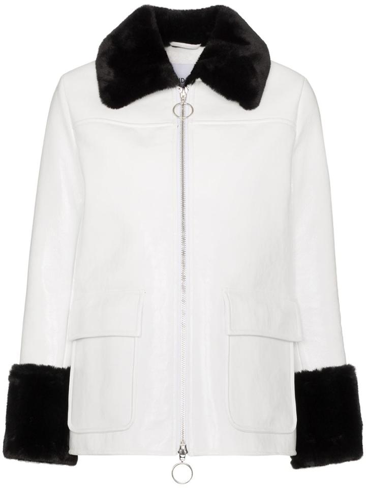 Stand Studio Jayden Faux Fur Shiny Jacket - White