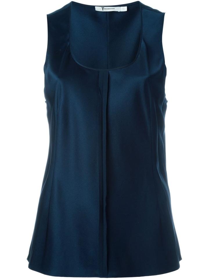 T By Alexander Wang Open Seam Vest, Women's, Size: 2, Blue, Silk/spandex/elastane