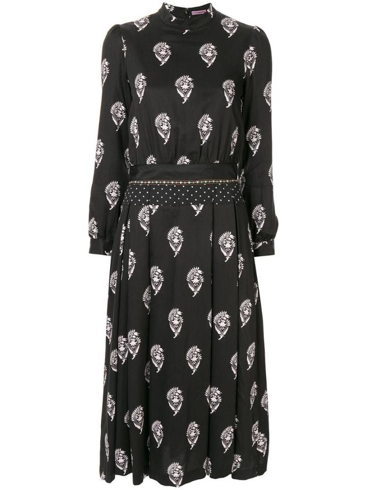 Sueundercover Printed Midi Dress - Black