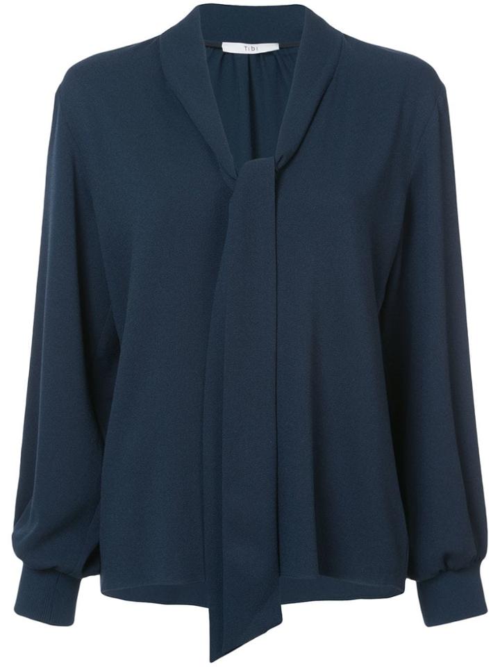 Tibi Savanna Gibson Tie Blouse - Blue