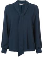 Tibi Savanna Gibson Tie Blouse - Blue