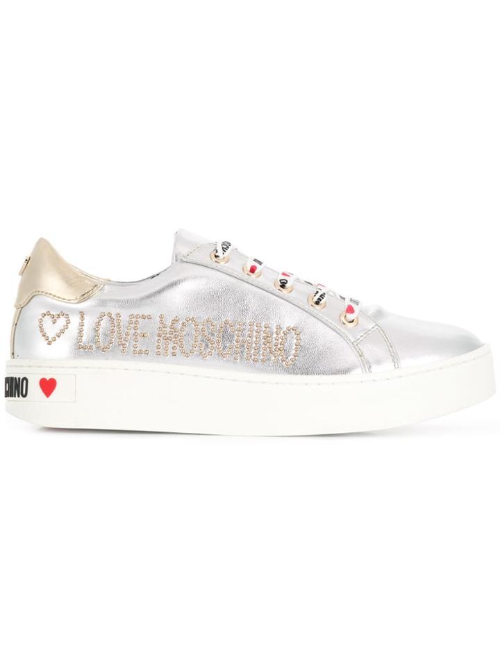 Love Moschino Studded Logo Sneakers - White