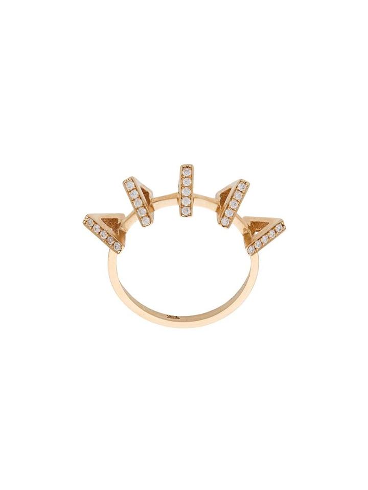 Azlee Circuit Diamond Midi Ring, Women's, Size: 3, Metallic