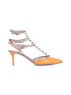 Valentino Garavani Rockstud Pumps, Women's, Size: 37.5, Yellow/orange, Goat Skin