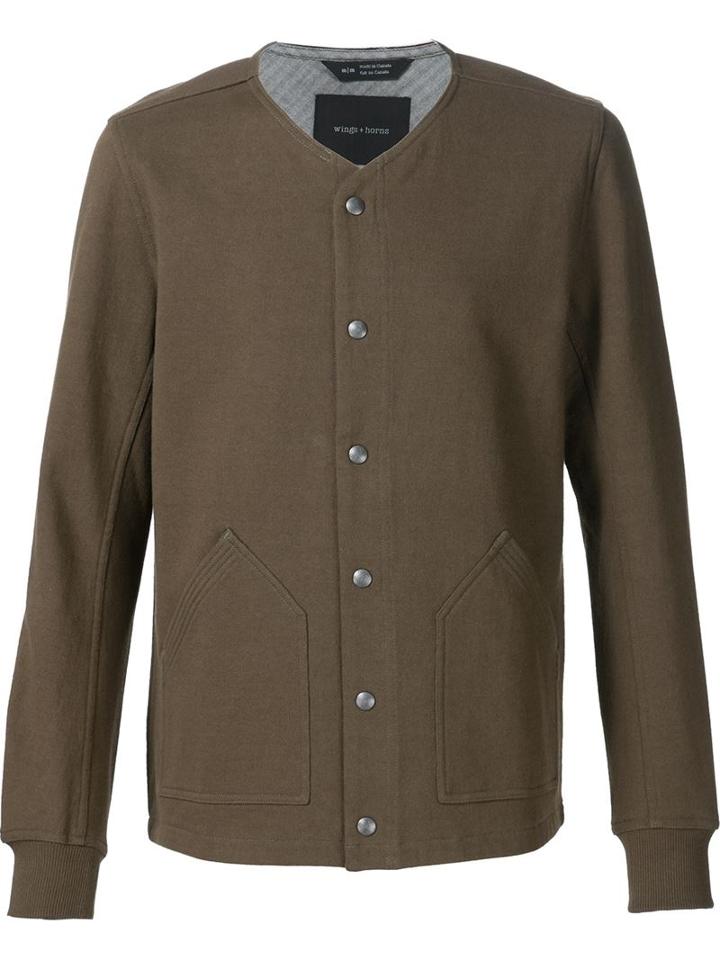 Wings+horns Buttoned Bomber Jacket