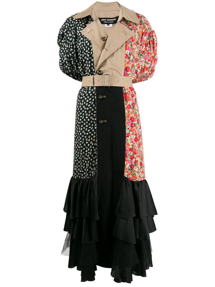 Junya Watanabe Patch-work Trench Maxi Dress - Neutrals