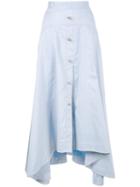 Peter Pilotto Button-down Midi Skirt, Women's, Size: 10, Blue, Cotton/linen/flax