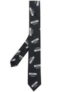Moschino Logo Print Tie - Black