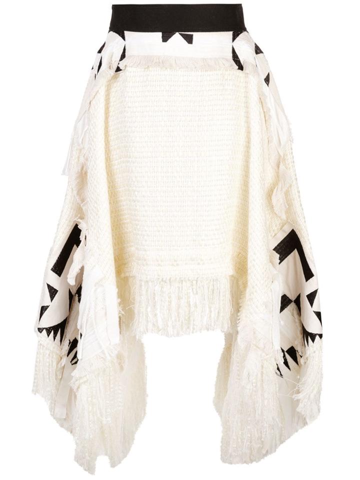 Sacai Asymmetric Tweed Skirt - White