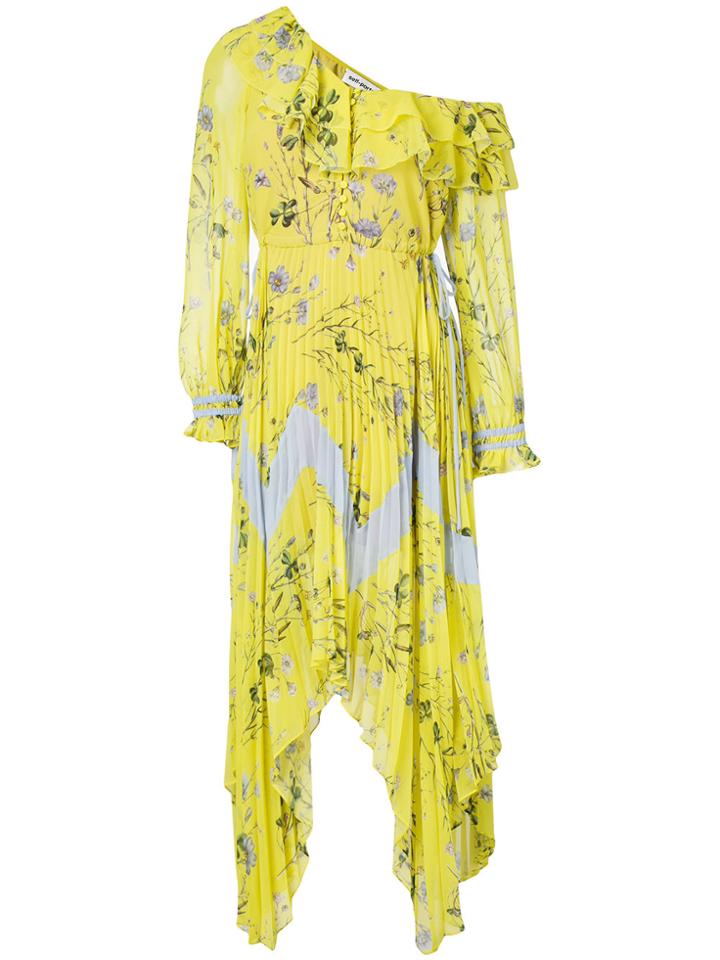 Self-portrait One Shoulder Floral Dress - Yellow & Orange