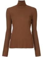 Le Ciel Bleu Turtleneck Plain Blouse - Brown