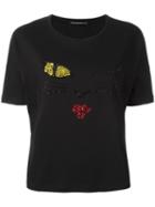 Ermanno Scervino 'cat Wink' Motif T-shirt, Women's, Size: 44, Cotton/glass/brass