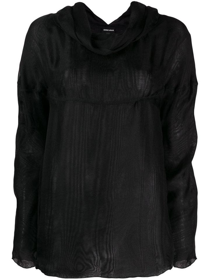 Giorgio Armani Pre-owned 1990's Cowl Neck Longsleeved Blouse - Black