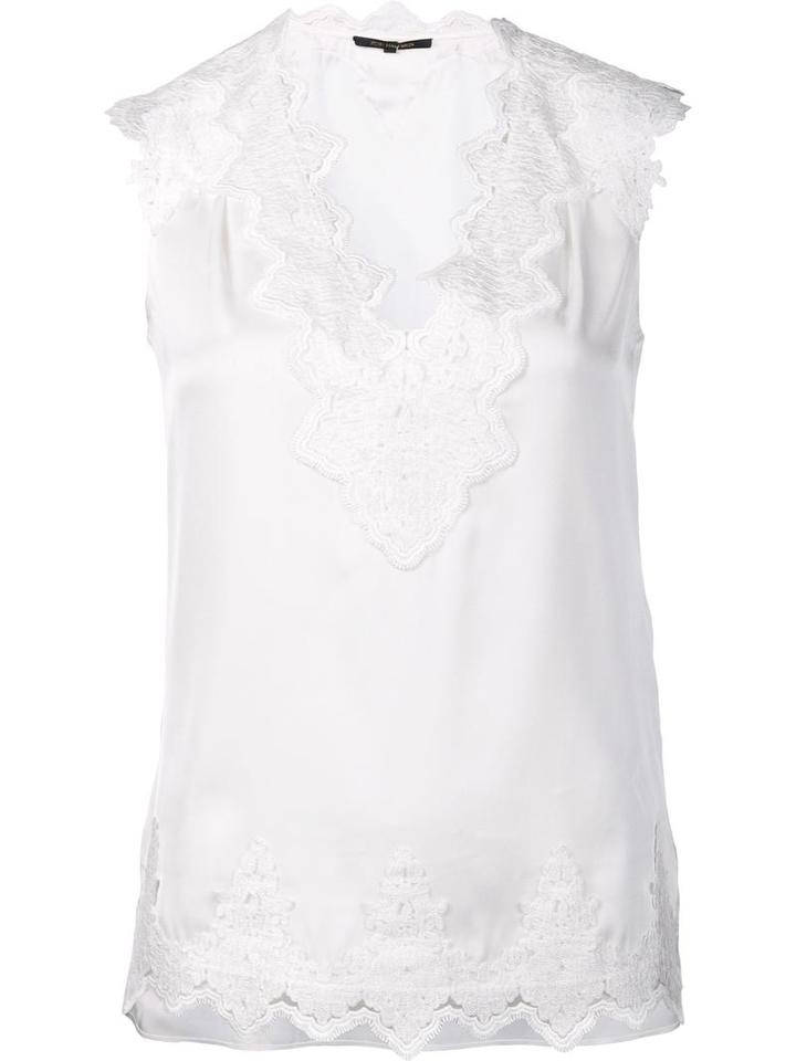 Kobi Halperin Macramé Detailing Blouse, Women's, Size: Small, White, Silk/spandex/elastane