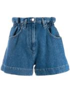 Tela Paperbag Waist Denim Shorts - Blue
