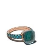 Pomellato 18kt Rose And White Gold Nudo Topaz And Agate Ring - Blue