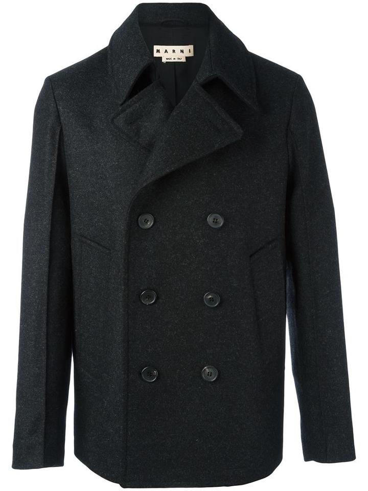 Marni Classic Peacoat, Men's, Size: 52, Grey, Virgin Wool/cotton/viscose