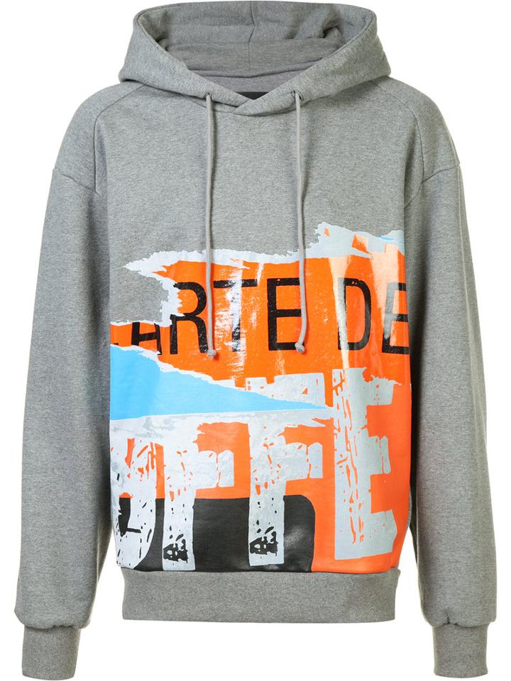 Juun.j Printed Hoodie, Men's, Size: 46, Grey, Cotton