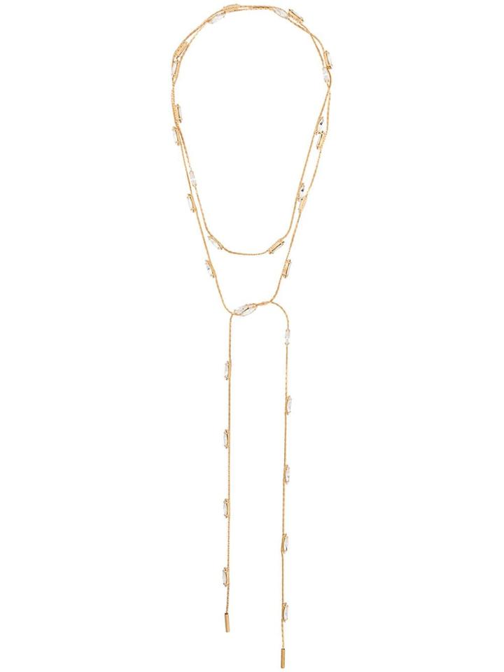 Saint Laurent Crystal Scarf Necklace - Gold