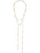 Saint Laurent Crystal Scarf Necklace - Gold