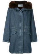 Army Yves Salomon Denim Zip-up Parka - Blue