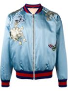 Gucci Embroidered Bomber Jacket, Men's, Size: 46, Blue, Silk
