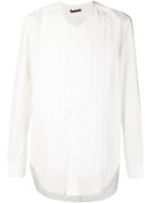 Ziggy Chen Pleated Bib Collarless Shirt, Men's, Size: 48, White, Cotton